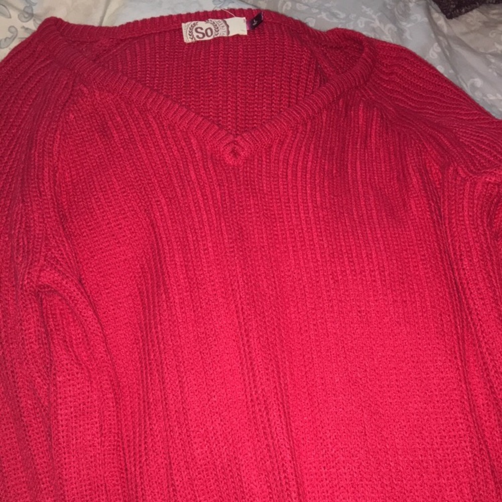 Log Sleeve Red Large Sweater